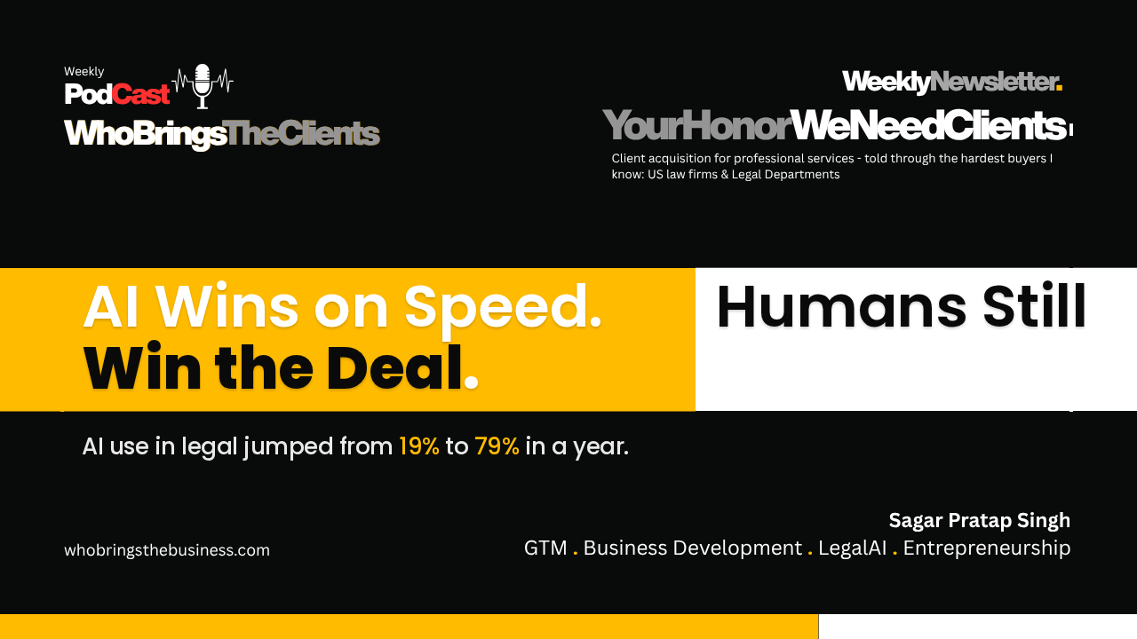 Your Honor, We Need Clients newsletter cover: The Legal BD Showdown: AI Automation vs. Business Developer