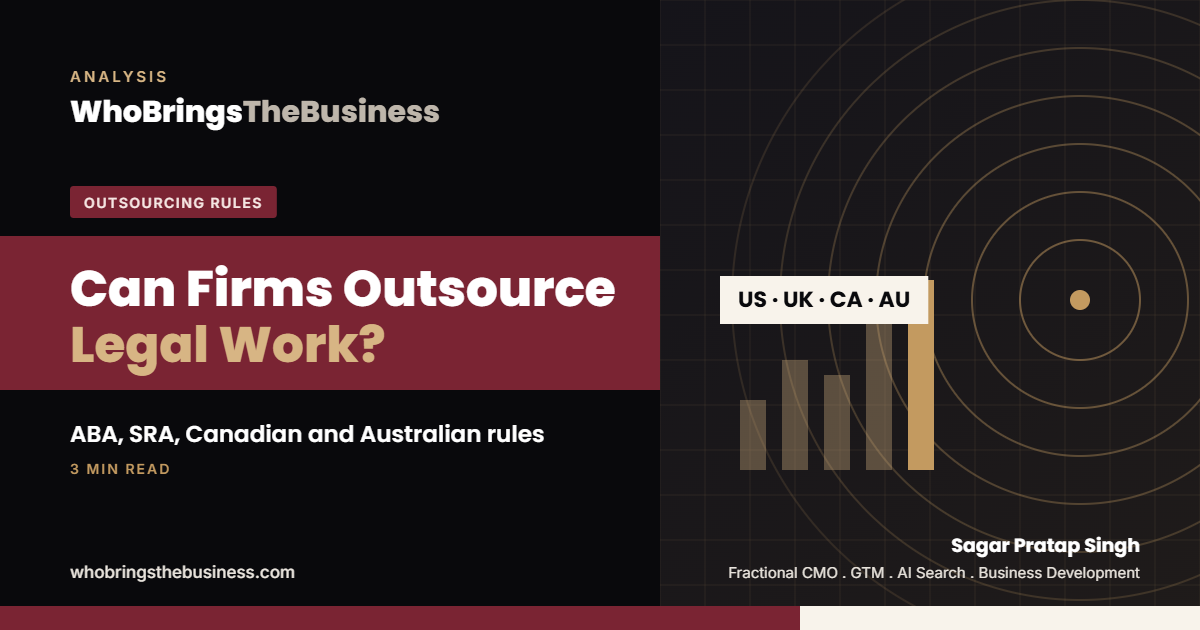 Article cover: Can Law Firms Outsource Legal Work? ABA, SRA, Canadian and Australian Rules Explained