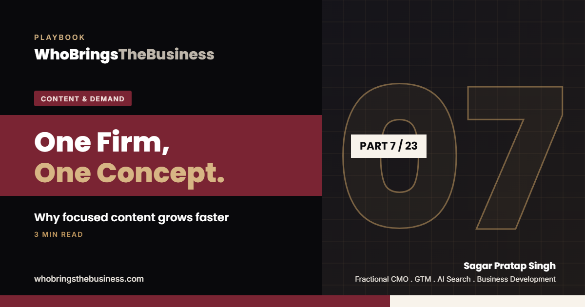 Playbook cover: One Firm, One Concept: Why Focused Law Firm Content Grows Faster