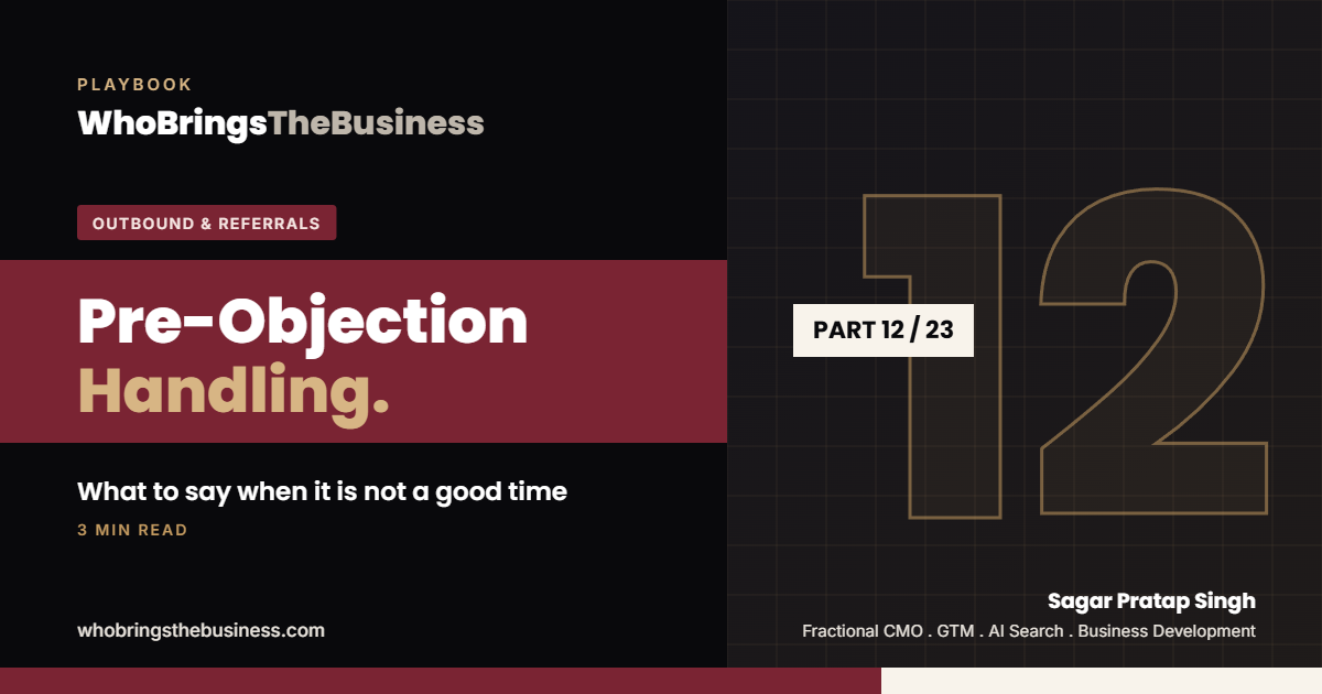 Playbook cover: Pre-Objection Handling: What to Say When It Is Not a Good Time