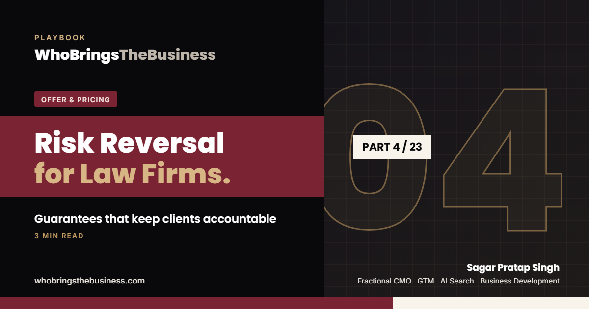 Playbook cover: Risk Reversal for Law Firms: Guarantees That Keep Clients Accountable