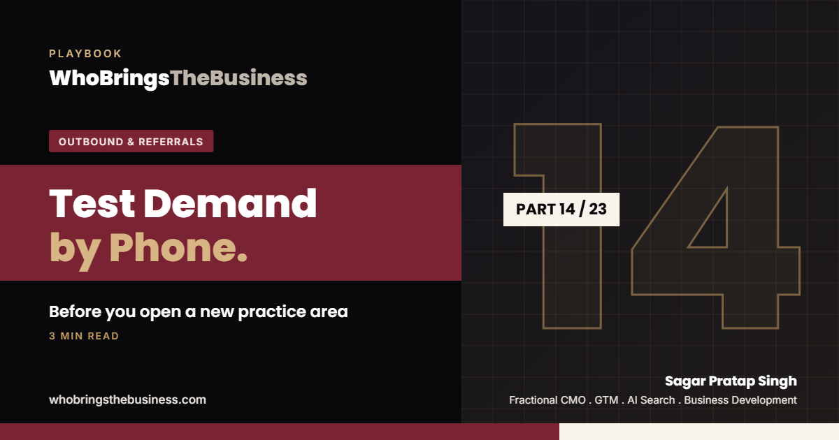 Playbook cover: Test Demand by Phone Before You Open a New Practice Area