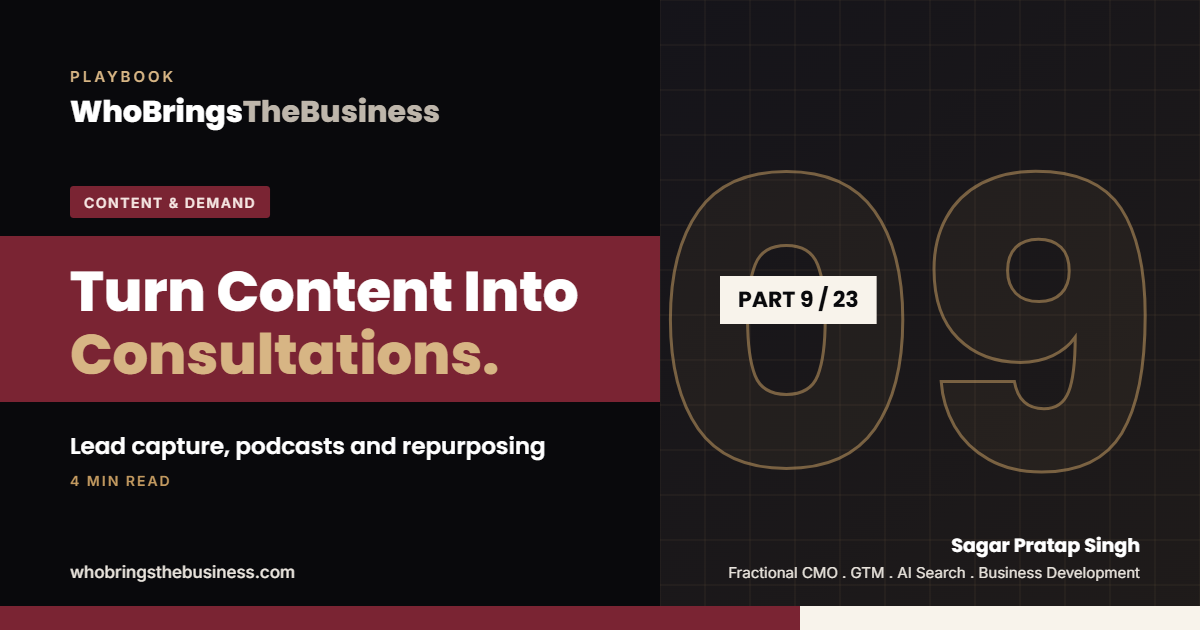 Playbook cover: Turn Content Into Consultations: Lead Capture, Podcasts and Repurposing