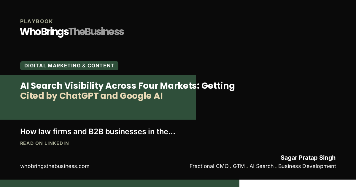Playbook cover: AI Search Visibility Across Four Markets: Getting Cited by ChatGPT and Google AI