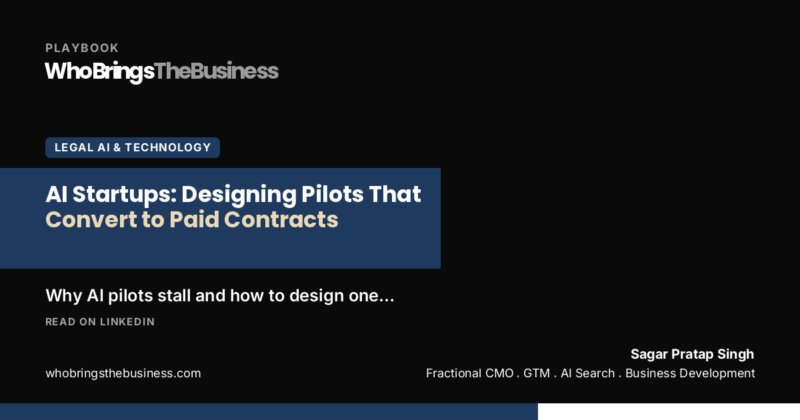 Playbook cover: AI Startups: Designing Pilots That Convert to Paid Contracts