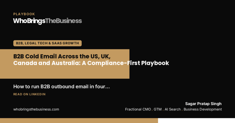 Playbook cover: B2B Cold Email Across the US, UK, Canada and Australia: A Compliance-First Playbook