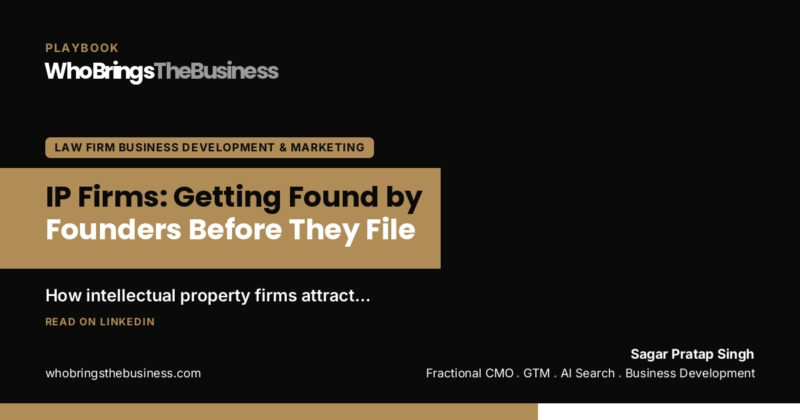 Playbook cover: IP Firms: Getting Found by Founders Before They File
