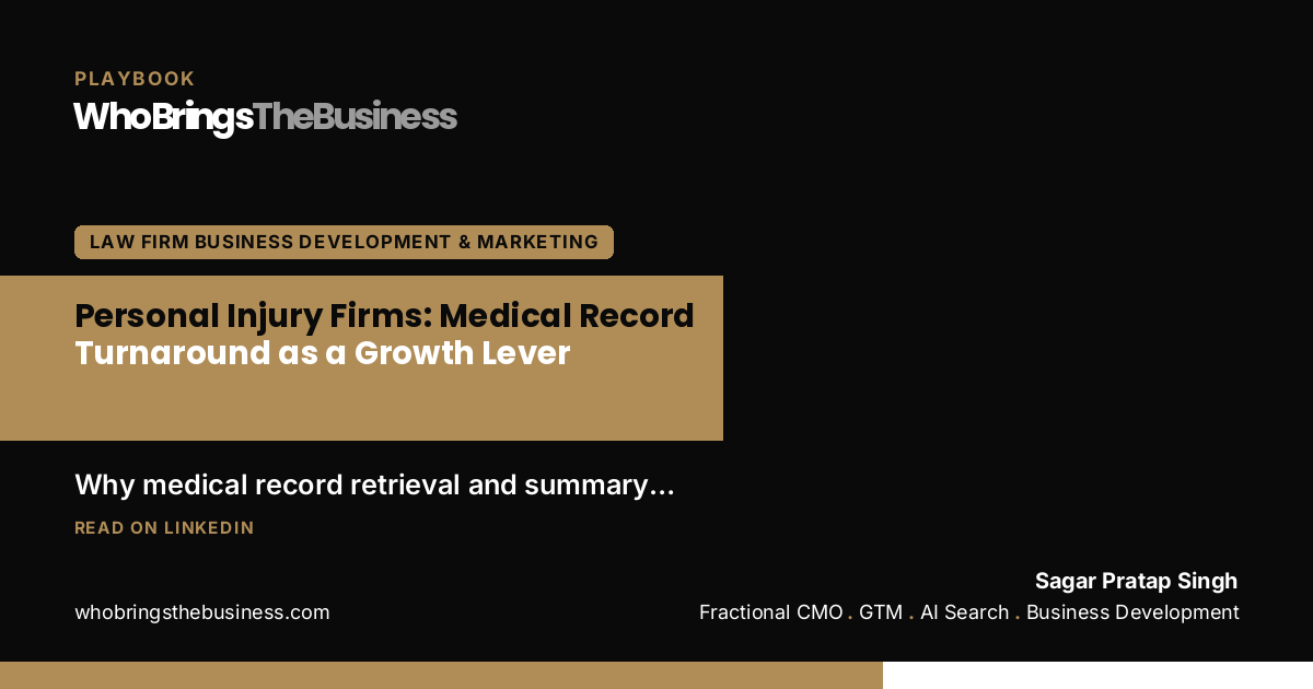 Playbook cover: Personal Injury Firms: Medical Record Turnaround as a Growth Lever