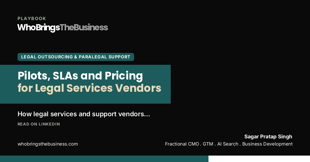 Playbook cover: Pilots, SLAs and Pricing for Legal Services Vendors