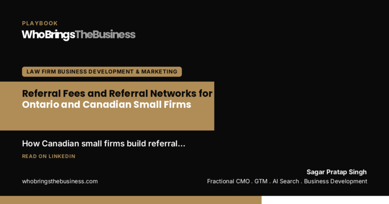 Playbook cover: Referral Fees and Referral Networks for Ontario and Canadian Small Firms
