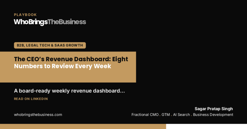 Playbook cover: The CEO’s Revenue Dashboard: Eight Numbers to Review Every Week